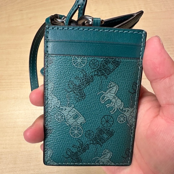 NWT! RARE! COACH LANYARD WALLET SET ID HOLDER HORSE AND CARRIAGE F79945 GREEN - Picture 4 of 10